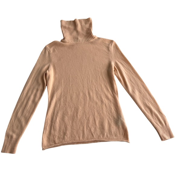 Lafayette 148 New York Sweaters - Lafayette 148 Blush Peach Cashmere‎ Fitted Turtleneck Sweater sz Small